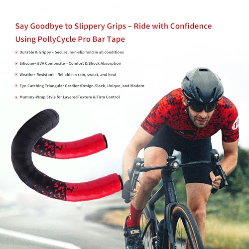 Shock-Absorbing Silicone Handlebar Tape for Road Bike - Black to Red, Set of 2