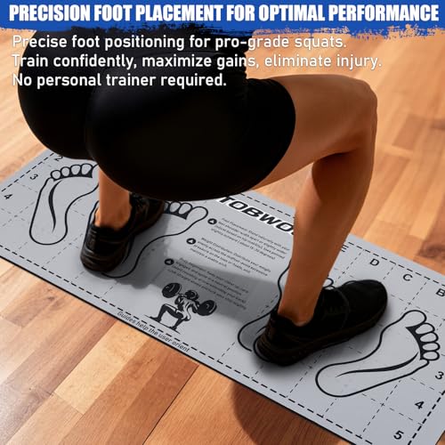 Non-Slip Squat Mat with Foot Position - Grey Exercise Mat