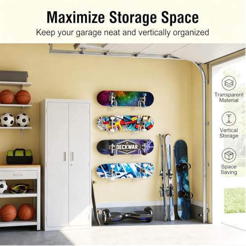 Skateboard Wall Mount Display - Transparent Acrylic Hanger