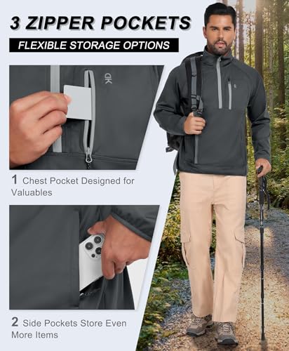 Little Donkey Andy Men's Grey Large Windbreaker Golf Pullover Quarter Zip Jacket