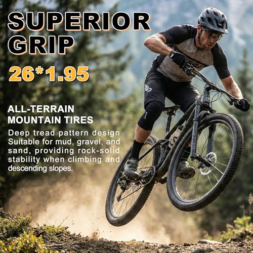 WHEELO 26x1.95 Folding Mountain Bike Tires Set with Tubes - Compatible with 26-Inch MTB