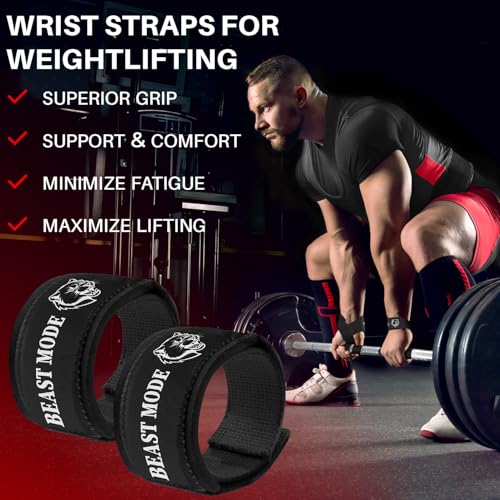 Padded Cotton Lifting Straps for Weightlifting - 18" Black Beast Mode