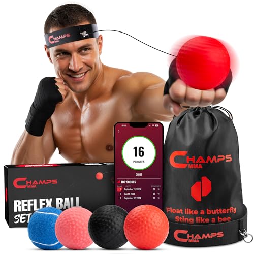MMA Boxing Reflex Ball Set with Punch Counter App - Speed Training Kit