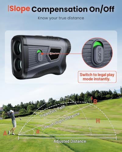 Golf Rangefinder with Slope - 1700 Yards, Vibration Lock, 7X Magnification - Black & Grey