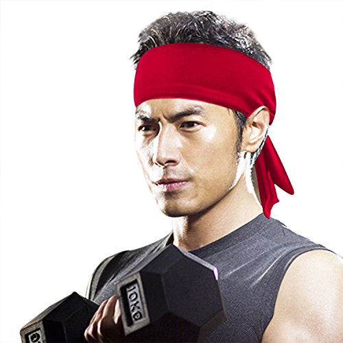 Moisture Wicking Sports Headband - Breathable Sweatband for Running - Red