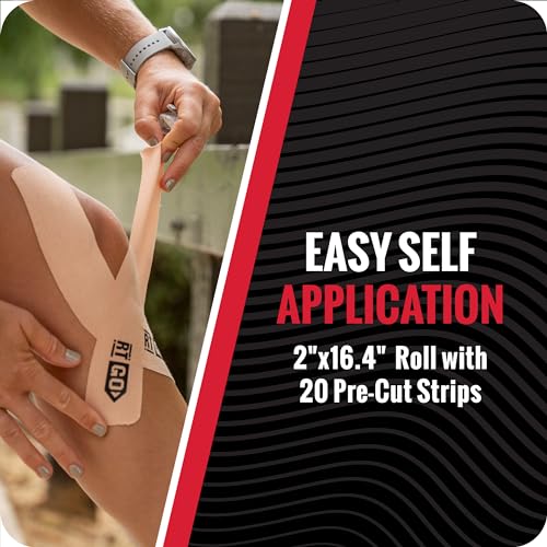 Extra-Sticky Kinesiology Tape - Pre-Cut, 2" Beige Strips