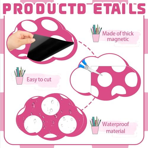 6 Pcs Pink Polka Dot Locker Magnetic Wallpaper 12" x 12" Locker Accessories Wall Magnetic Sticker for School Supplies Locker Accessories School Locker Decorations for Girls Back to School Stuff Gift