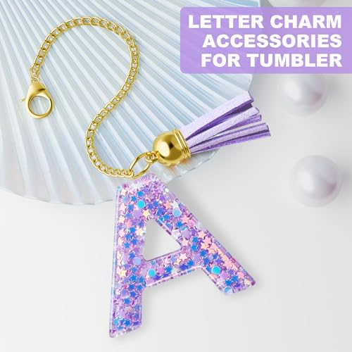 Letter T Charm for Stanley Cup Tumbler Handle Accessory - Purple