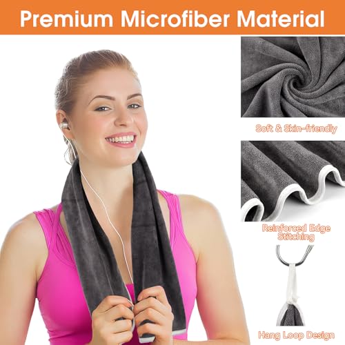Microfiber Gym Towels - 3 Pack, Quick Drying, Soft - Grey/Blue/Purple