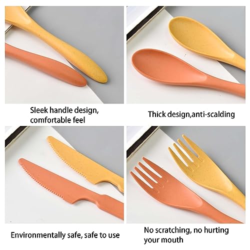 Reusable Wheat Straw Cutlery Set - 5 Pieces Travel Set Style 4
