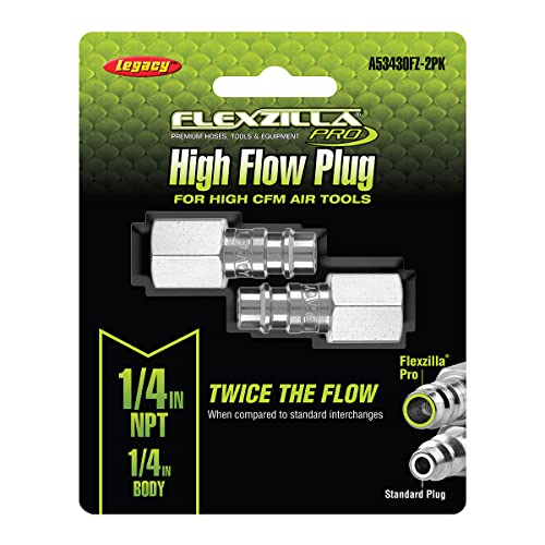 Flexzilla Pro High Flow Plug, 1/4" Body, 1/4" FNPT, 2 Pack - A53430FZ-2PK