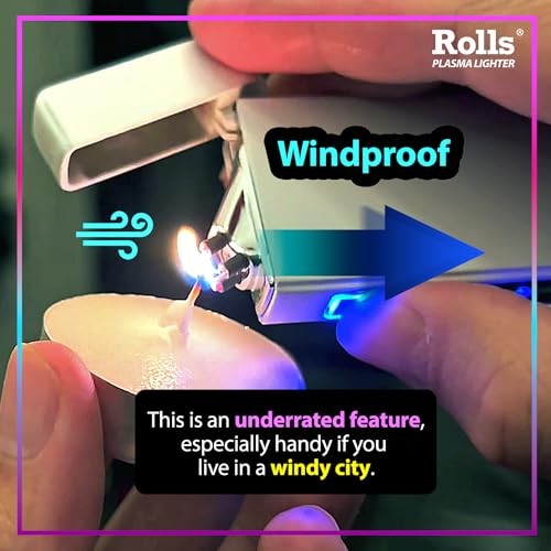 Rolls Plasma Lighter Grey - Retro Electric Candle & Fire Lighter - Fast Charging USB Rechargeable