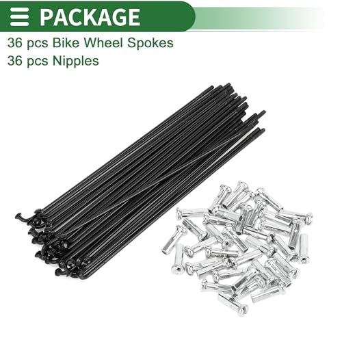 Bicycle Spokes Set - 14G Carbon Steel, 138mm Length, Black