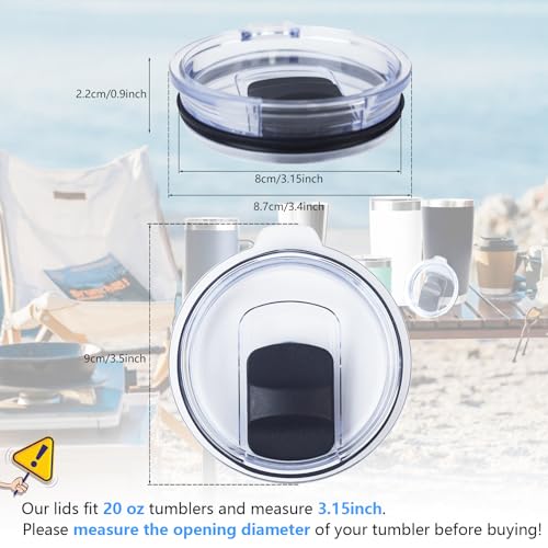 20 oz Tumbler Lid Replacement - 2 Pack Magnetic Slider Lids