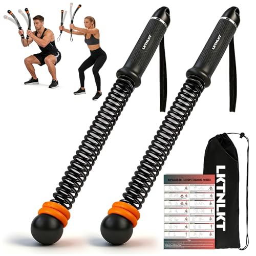 Adjustable Ropeless Battle Ropes - Portable Cordless Gym Equipment - Black