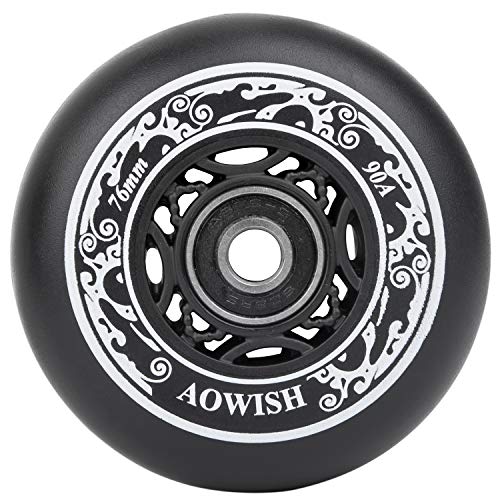 AOWISH 76mm Black Ripsurf Wheels with Bearings ABEC-9 for Skateboards & Scooters