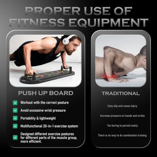 Portable Push Up Board - 20 in 1 Strength Training Equipment - Grey