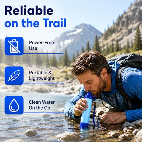 Emergency Water Filter Straw 2PCS - Portable, Lightweight for Hiking, Camping & Travel