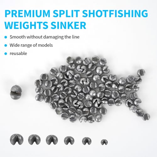 Split Shot Fishing Sinkers Set, Removable Lead Weights - 200PCS/5 Size