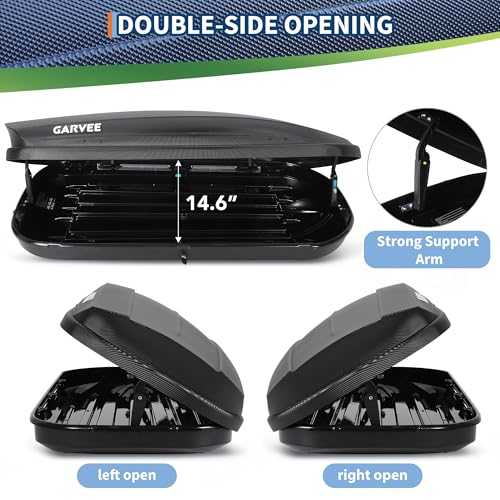 Rooftop Cargo Box Carrier - 12 Cubic Feet Hard-Shell Storage