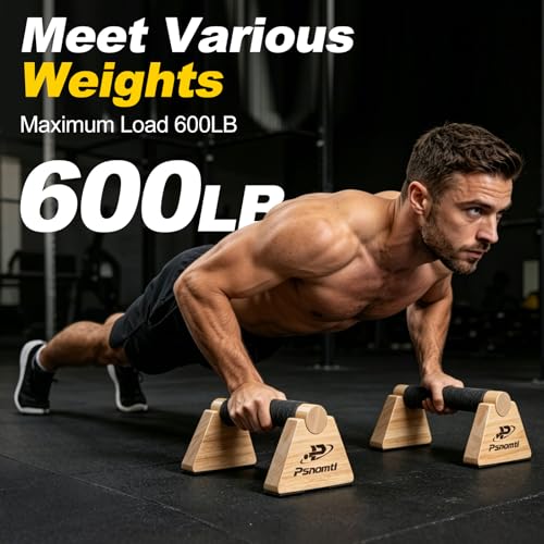 Wooden Push Up Bars - Non-Slip Parallettes for Strength Training