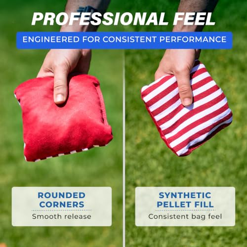 GoSports Dual Sided Cornhole Bean Bags - 6x6 Regulation 16oz (Set of 8) Stars and Stripes