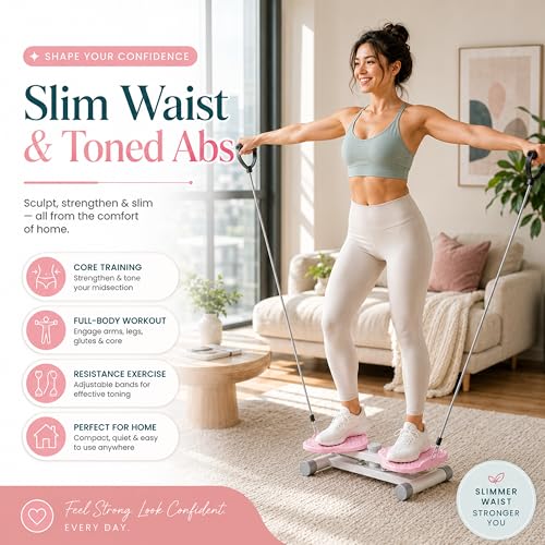 Waist Twister Machine - Anti-Slip Portable Fitness Board - Pink