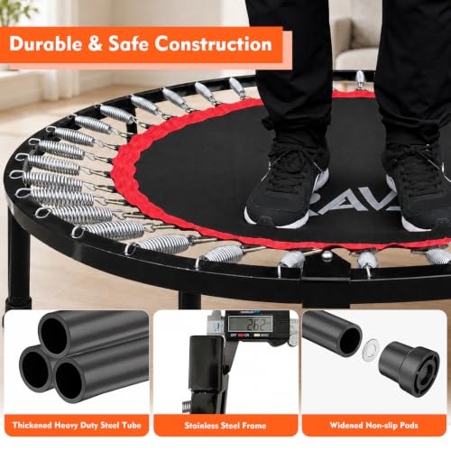 40-Inch Exercise Rebounder Trampoline for Adults with Adjustable Handle