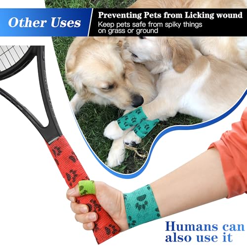 2" Self Adhesive Bandage Wraps - 6 Pack with Paw Prints B