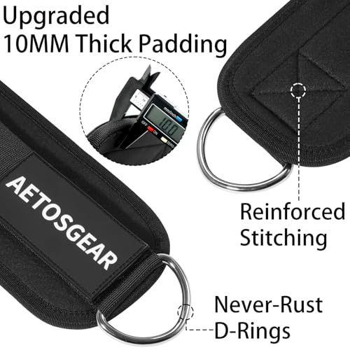 Padded Ankle Straps for Cable Machines - Glute Workout Cuff - 01-Black/Single