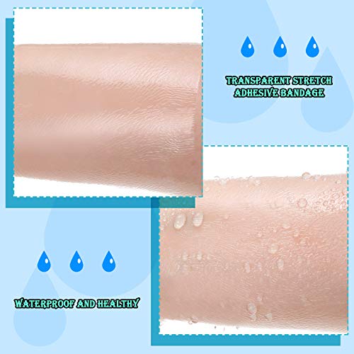 Nuanchu Waterproof Surgical Tape 4 Rolls 4x196.92 Inch, Flexible Clear Bandage for Shower & Swim