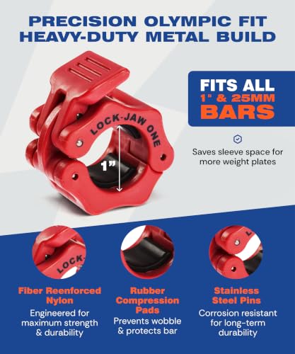 Heavy Duty Magnetic Barbell Clamps for 1" Olympic Bars - Red
