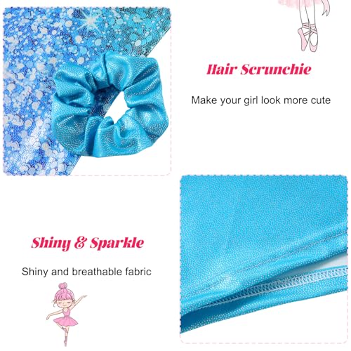 Idgreatim Girls' Shiny Sequin Gymnastics Leotard with Shorts - 6-7 Years, Blue