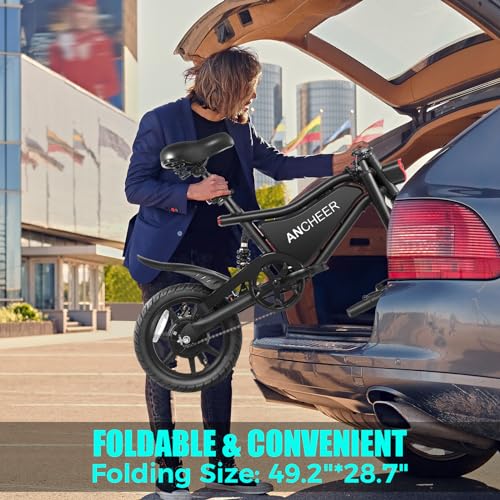 Folding Electric Bike for Adults - 374Wh, 20MPH, 14" Black Ebike