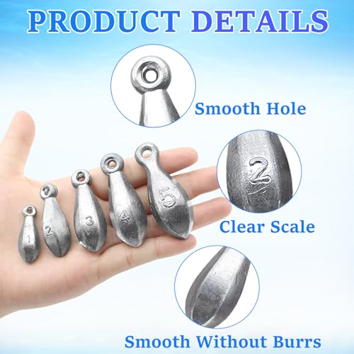 1oz Fishing Bank Sinkers - 10 Pack Durable Weights