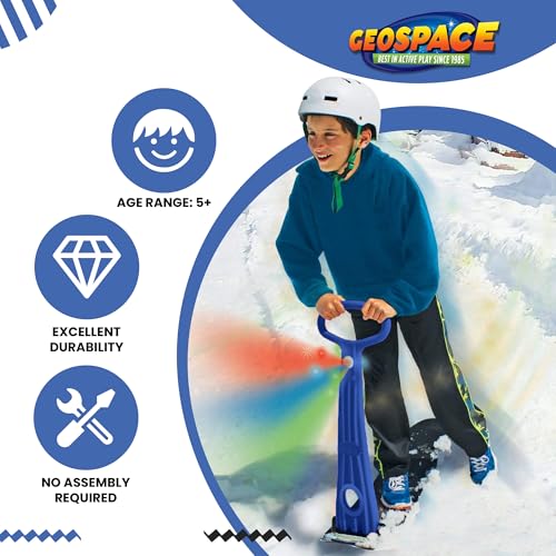 Foldable Snow Scooter with LED Light - Blue Ski Skooter for Kids