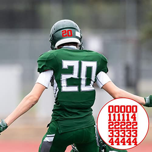 102 Pcs Sports Helmet Number Stickers - Red Vinyl Decals