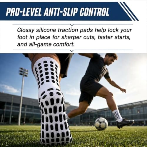 GEDOH Grip Soccer Socks Non-Slip Sports Grippy Socks for Football, Basketball, Yoga, Pilates - Black & White, Pack of 2/4/6