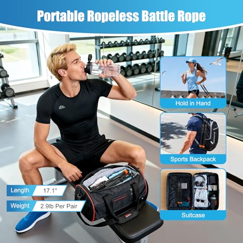 Adjustable Ropeless Battle Ropes - Portable HIIT Training - Black