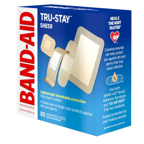 Sheer Adhesive Bandages for Minor Wounds, Assorted Sizes - 80 Count