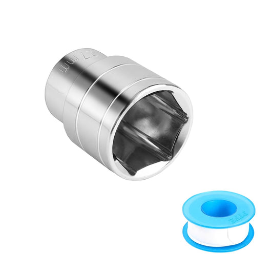 Plus tard RV Water Heater Element Socket Wrench 1-1/16 Inch Socket for Anode Rod with Sealing Tape 1/2-Inch Drive 6-Point Water Heater Socket for RV, Camper Travel