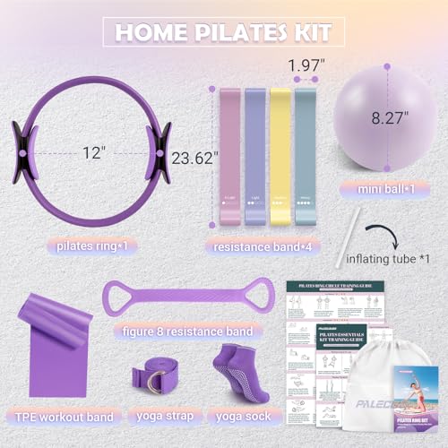 Pilates Ring Set with Resistance Bands and Ball - 12" Home Workout Kit
