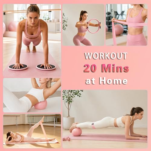 19-Piece Pilates Kit for Home Workouts - Ring, Ball, Bands & Weights