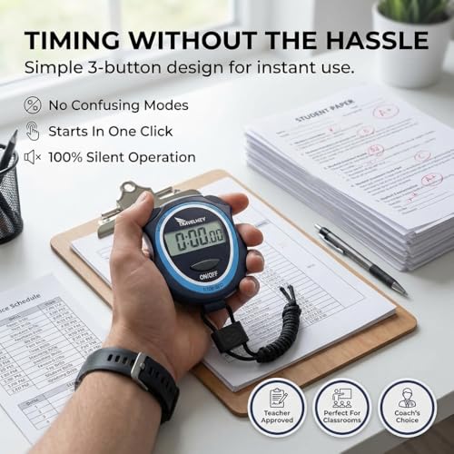 Silent Digital Stopwatch Timer - Large Display for Classroom & Sports
