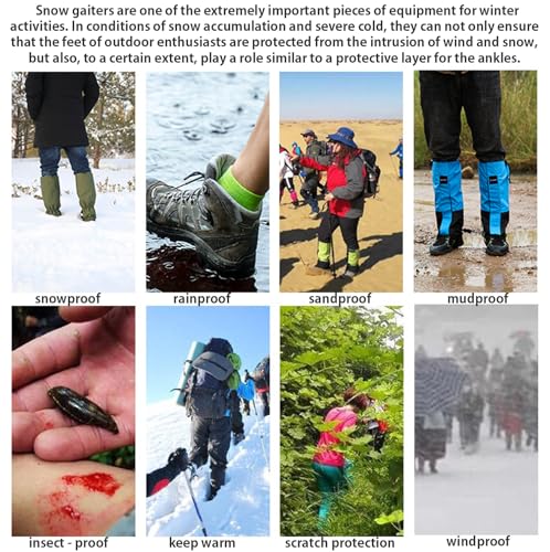 Waterproof Winter Snow Gaiters for Hiking - Black Ankle Covers