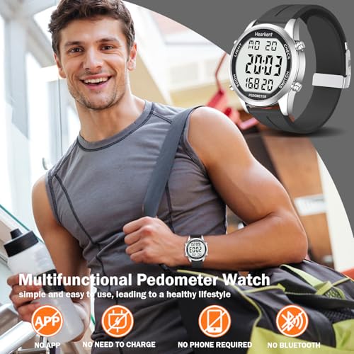 Pedometer Watch for Walking - Senior Step Counter - Black