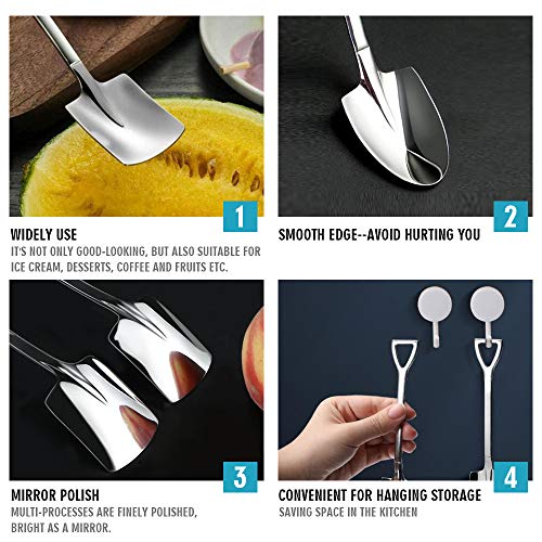Cute Mini Shovel Spoon Set - 2pc Stainless Steel Dessert Spoons