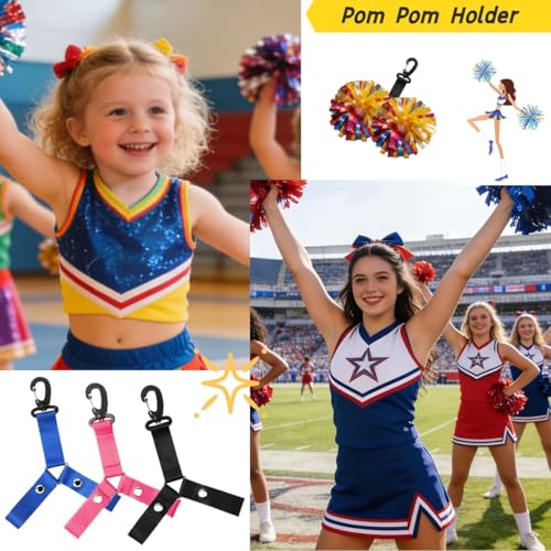 Pom Pom Holder Hanger for Cheer Backpack - Black, 2Pcs