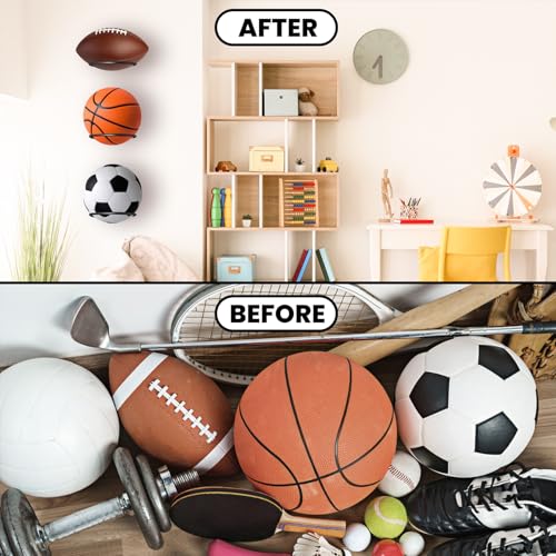 Wall-Mounted Basketball Holder Display Rack for Sports Balls