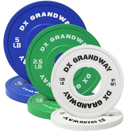 [17.5LB Pack] DX Grandway Fitness Weight Plates 1.25LB 2.5LB 5LB 10LB 25LB 45LB Pairs Singles Support Plates for Weight Lifting Bumper Strength Training Weight Plates Steel Rubber
